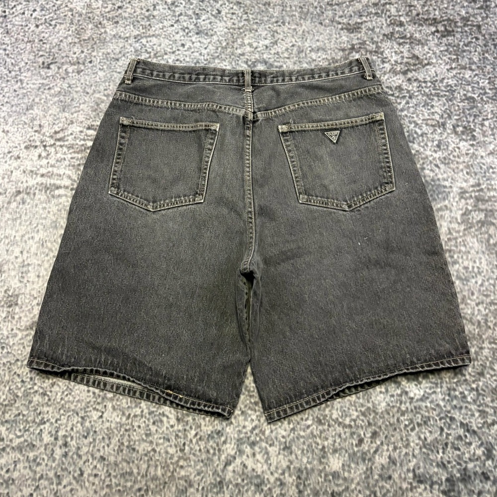 VTG Guess Denim Shorts Mens 36 Black Baggy Grunge Skater 90s Made In USA Jorts